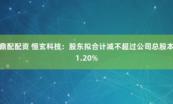 鼎配配资 恒玄科技：股东拟合计减不超过公司总股本1.20%